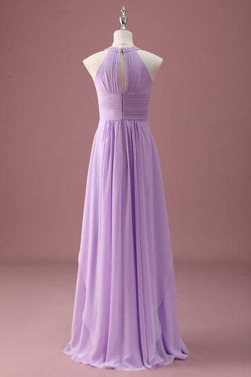 Lilas perlé trou de serrure lilac limar une ligne longue plissée Junior demoiselle d’honneur robe